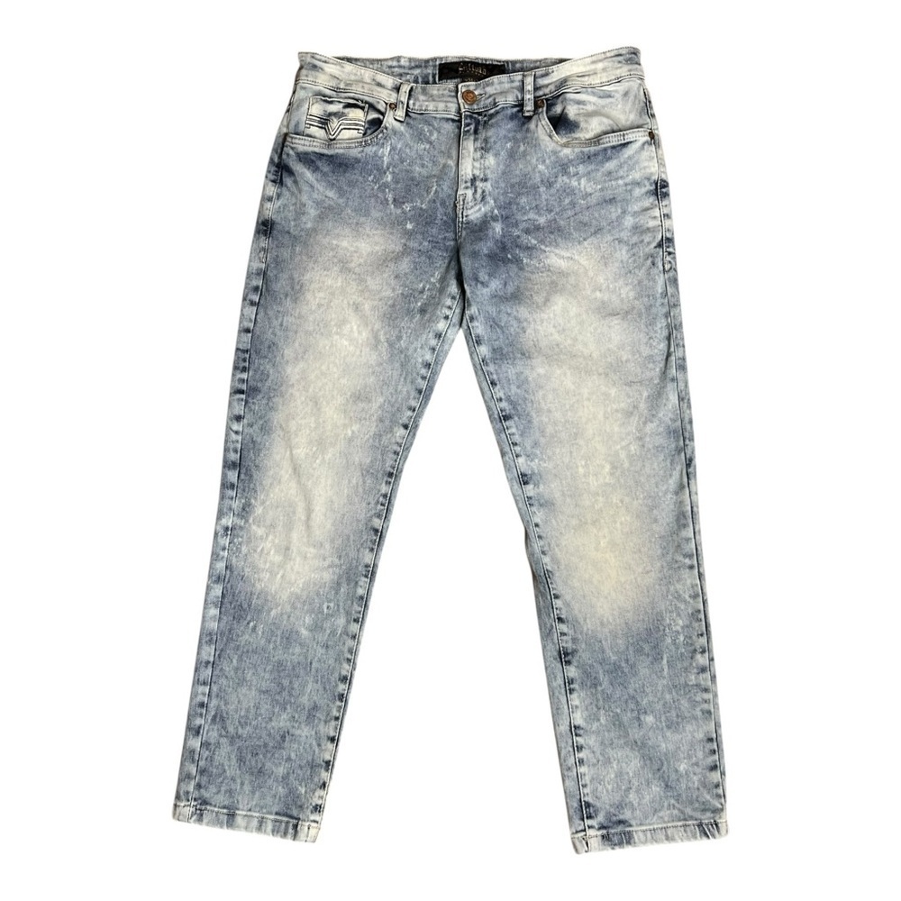 Cultura New York Mens Acid Wash Jeans W34 L30 Distressed Stretch Denim Pants Y2K